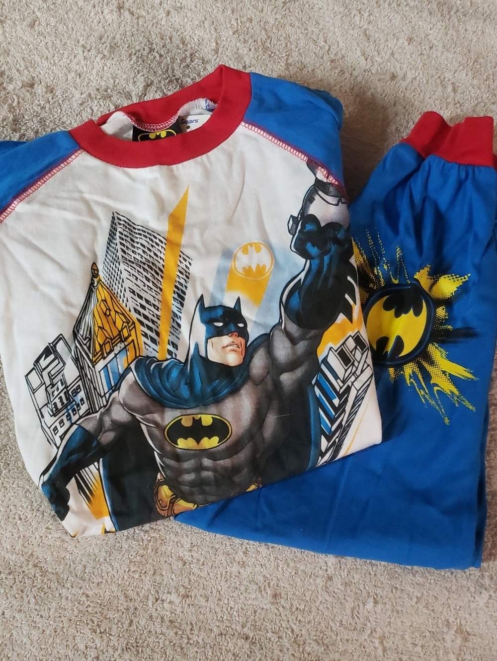 DC Comics Boys Batman Blue Red Yellow Pajama Set